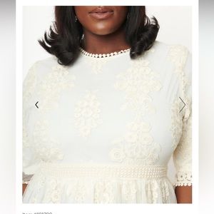 Vintage Style Antique
Ivory Embroidered Lace
Modest Midi Dress - 1X